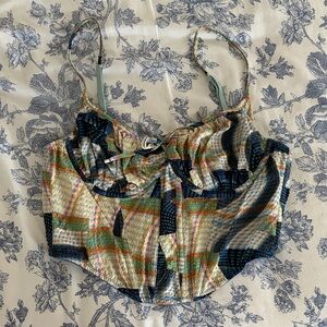 Urban Outfitters Blue and Cream Corset